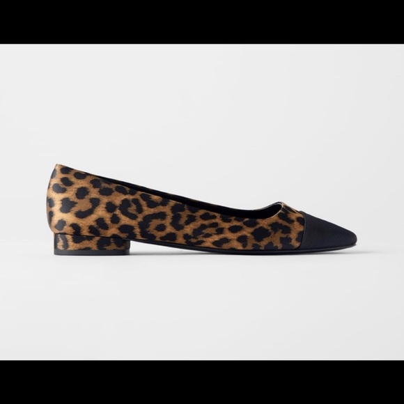 Zara leopard print black cap toe flats NWT - Picture 2 of 3